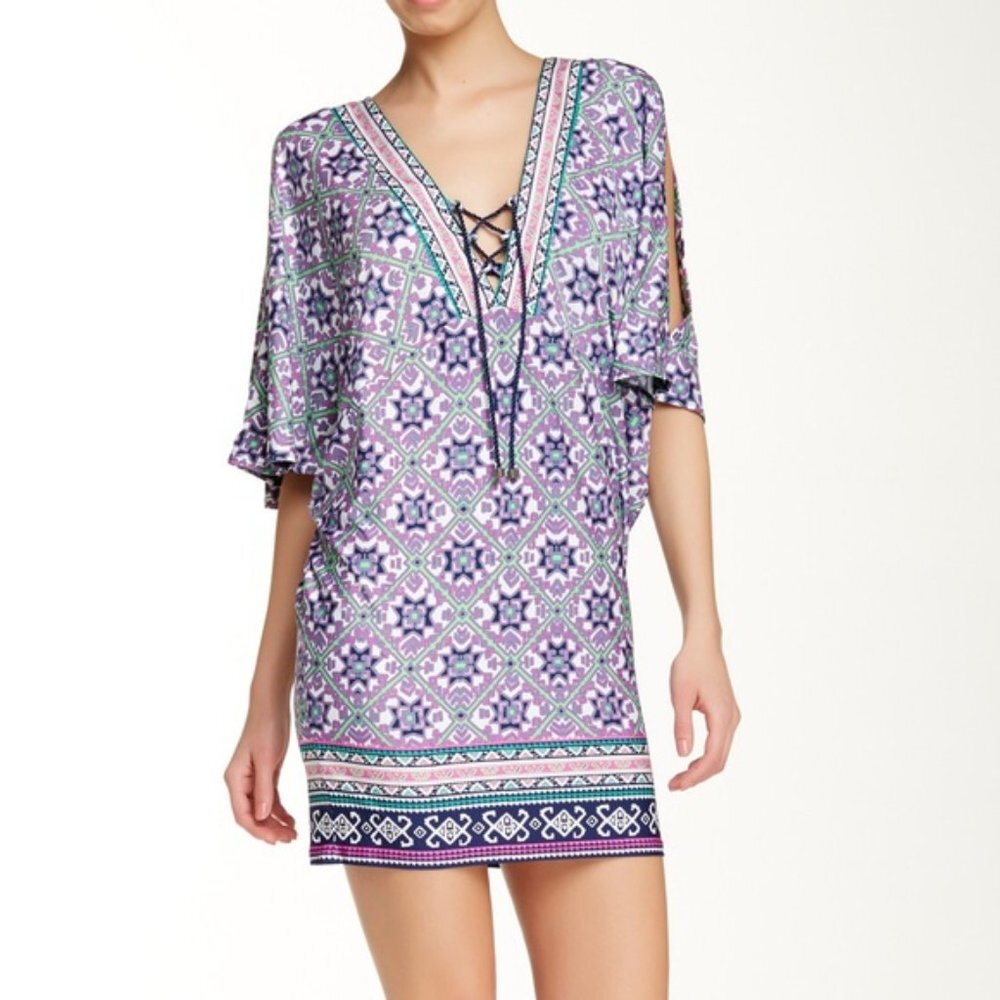 NWT Nanette Lepore Mallorca Tiles Tunic Cover Up Dress Small S